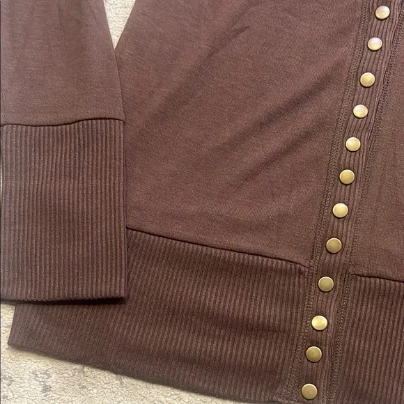 Chocolate Brown Snap Button Cardigan - Picture 2 of 5